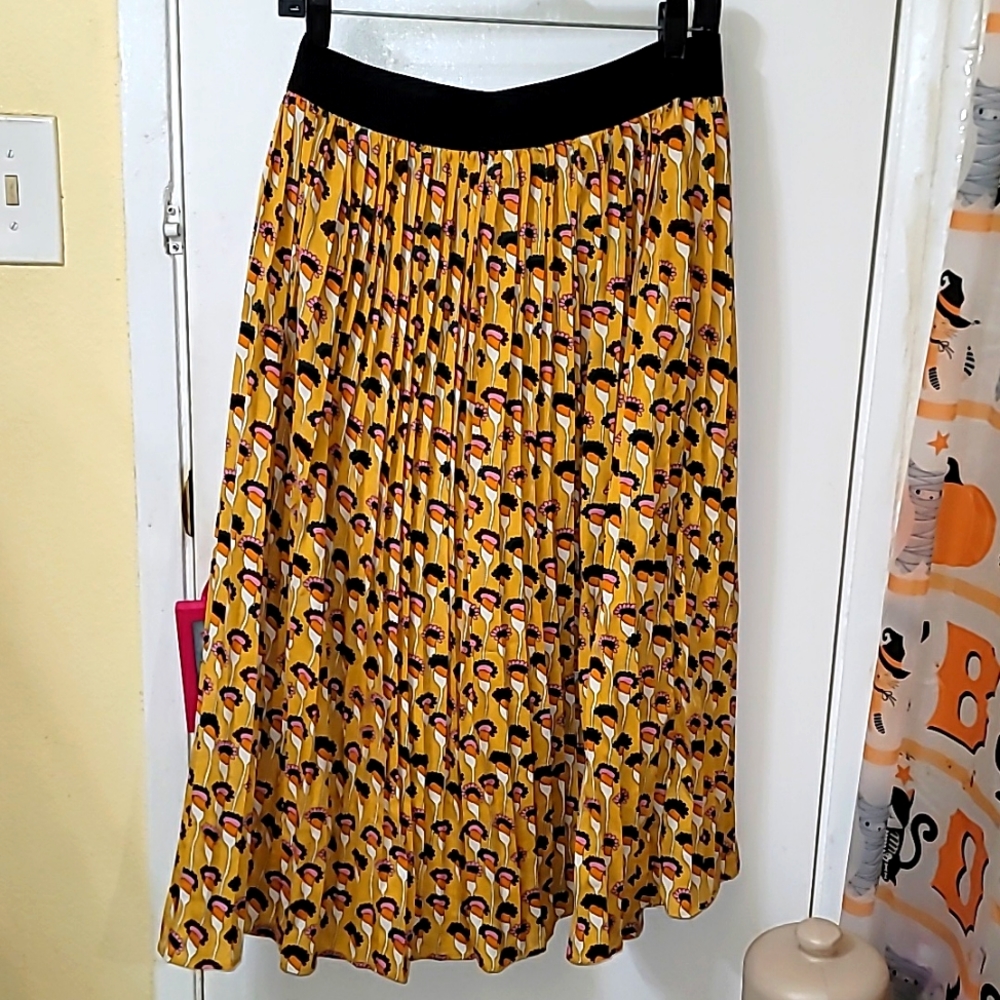 Women's Skirt m/l floral pleated midi waistband multicolored psychedelic hg3